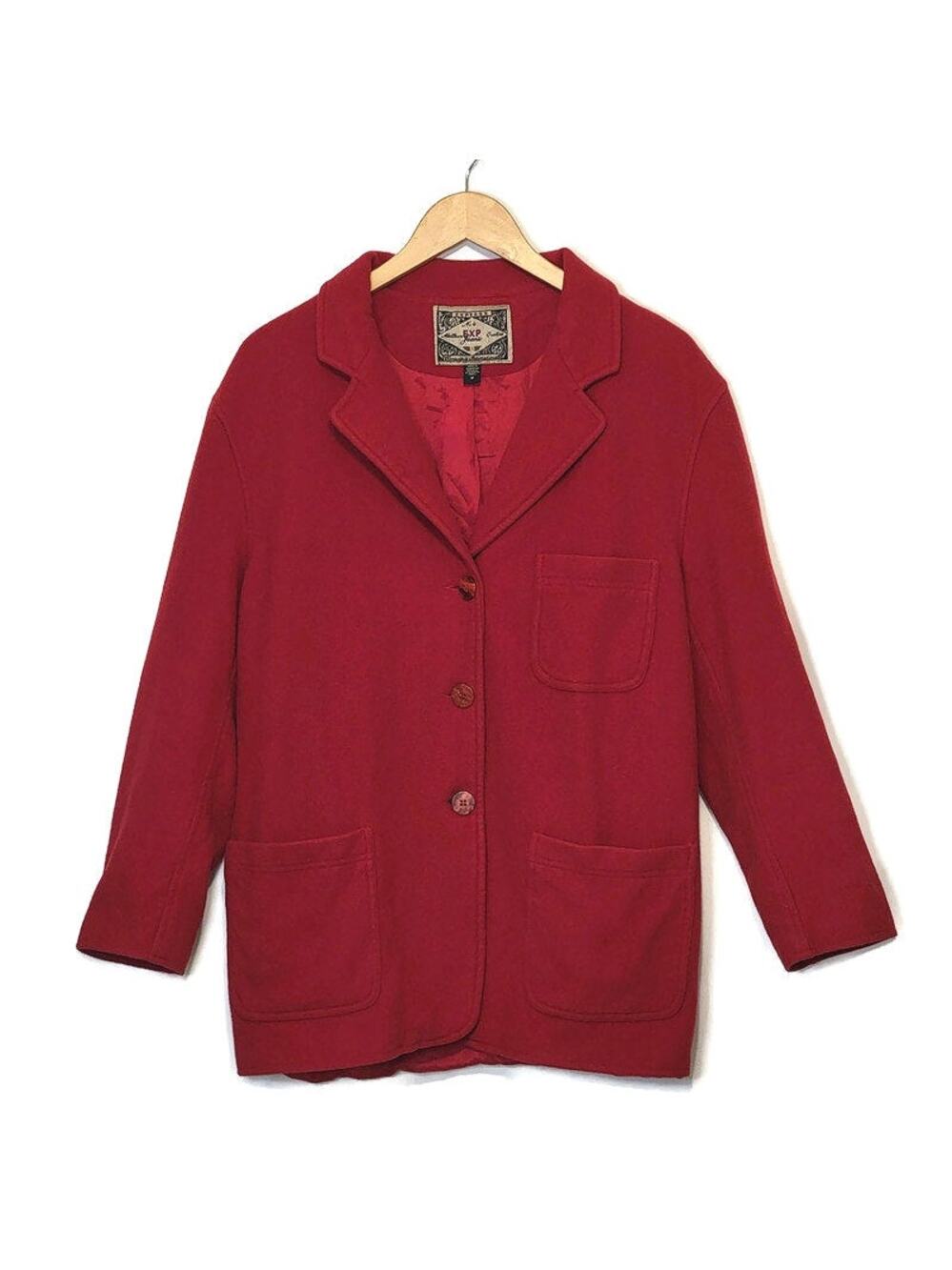 Express Vintage Red Wool Cashmere Blazer Coat Soft Single Breasted Chic Fall M